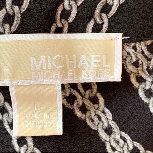 Michael Kors Top L Equestrian Chain Print MK Logo 1/4 Zip Sleeveless Blouse - Picture 6 of 7